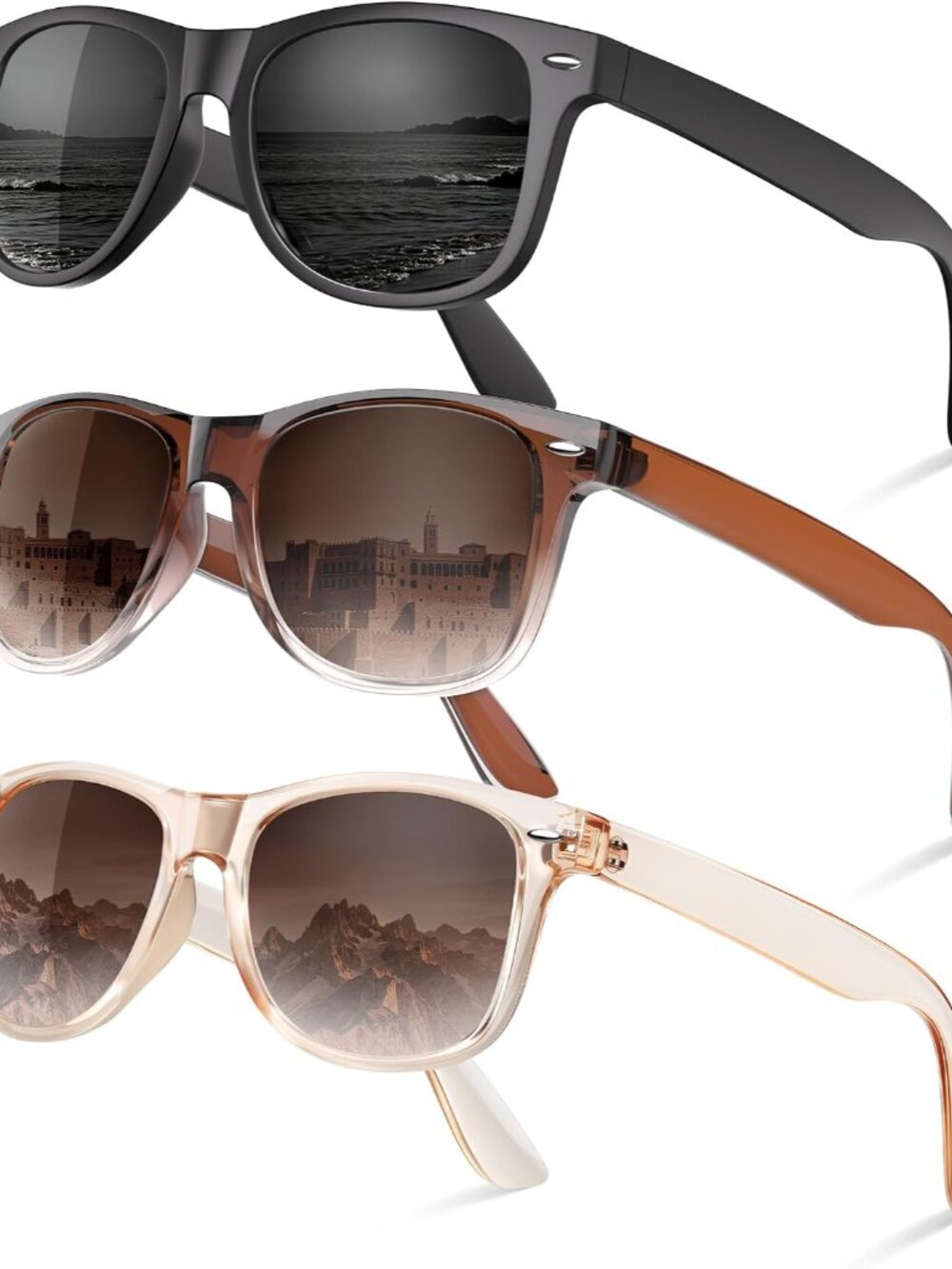 Fashionable Women's Polarized Sunglasses - Lightweight, UV Blocking, 3 Pack